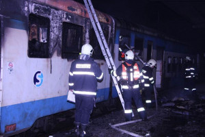 Požár vlaku mokropeské nádraží
