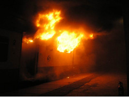 Požár vlaku mokropeské nádraží