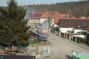 Požár louky a křoví Choteč