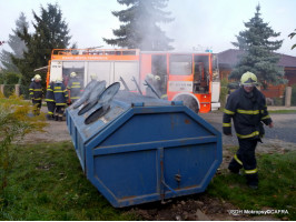 Požár kontejneru Topolská podruhé 