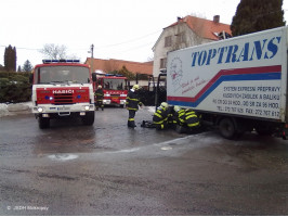 Požár nákladního vozidla Kosoř