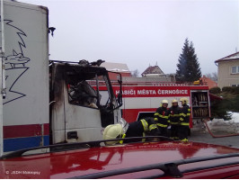 Požár nákladního vozidla Kosoř