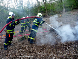 Požár lesa nad tratí kopec Staňkovka