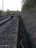 Požár lesa nad tratí kopec Staňkovka