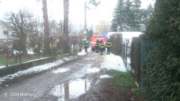 Odstranění prasklé větve nad komunikací V topolích