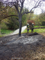 Požár trávy a odpadu ulice Waldhauserova